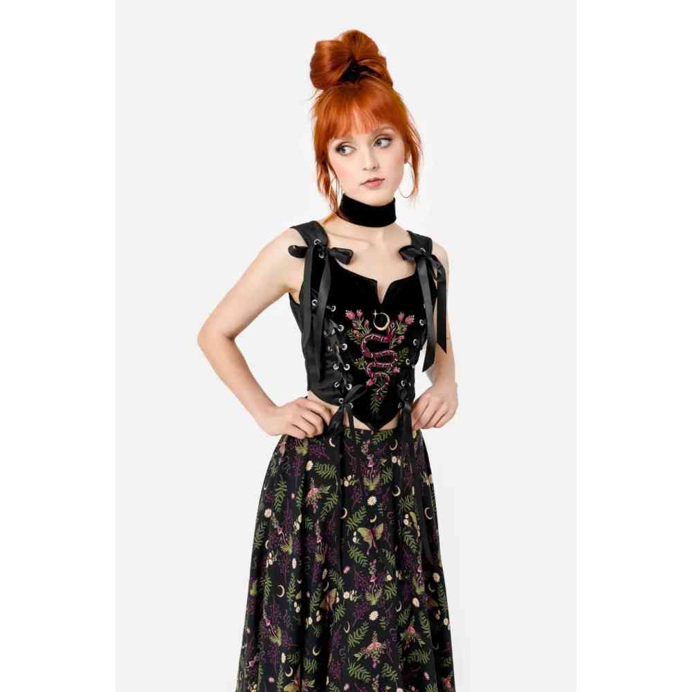 Restyle - Enchanted Encounters Corset top - Black/Multicolours